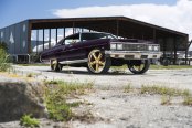 Eggplant Purple Chevy Impala Donk on Gold Wheels