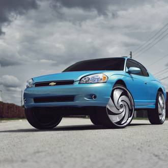 DUB Turbo Wheels on Blue Chevy Monte Carlo - Photo by DUB