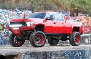 Red Monster Silverado HD with Prerunner Bumper by ADD