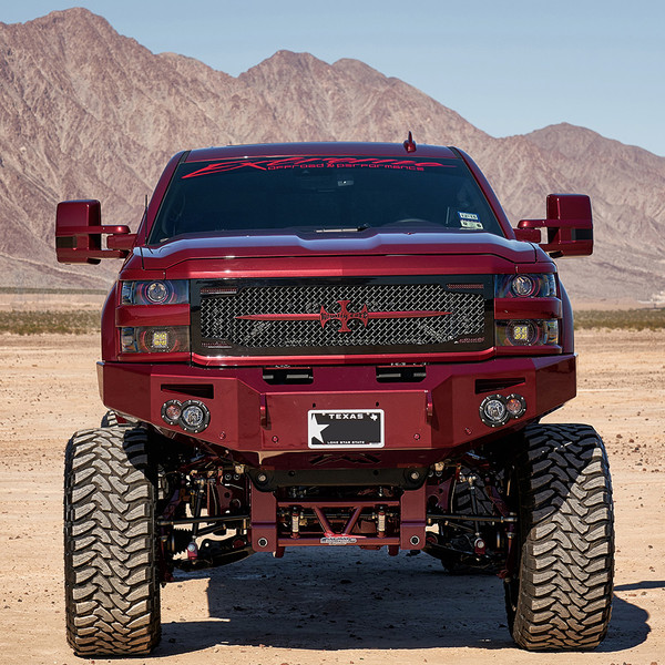 Lifted Chevy Silverado HD With Mesh Grille and Steel Bumper - Photo by Dale Martin & Eric Warren