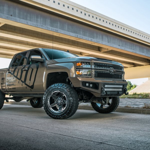 Front Bumper with LED Light Bars on Gray Chevy Silverado - Photo by Grid Off-Road