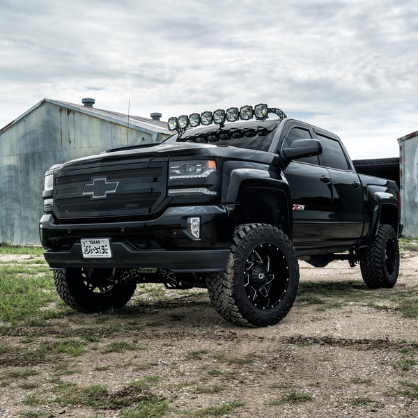 Black Lifted Chevy Silverado with RK Sport Custom Hood - Photo by Dropstar