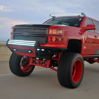 Chevy Silverado With Red LED Headlights - Photo by American Force