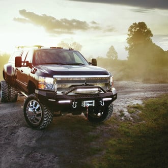 Chevy Silverado 3500 HD With Iron Cross Steel Bumper - Photo by American Force