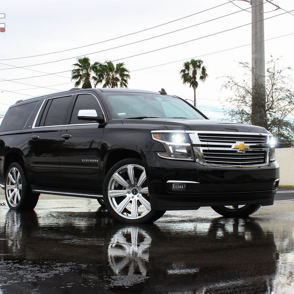 Chrome Billet Grille on Black Chevy Tahoe - Photo by Vellano