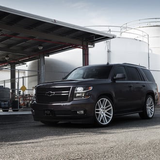 Custom Mesh Grille on Black Chevy Tahoe - Photo by Niche Road Wheels