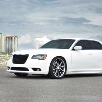 White Chrysler 300 with Custom Mesh Grille - Photo by Vossen