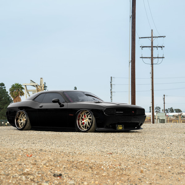 Aftermarket Front Bumper on Black Dodge Challenger RT - Photo by Avant Garde Wheels