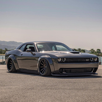 Aftermarket Fender Flares on Black Dodge Challenger SRT - Photo by Forgiato