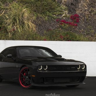 Blacked Out and Stanced Dodge Challenger SRT Benefits From Custom Red ...