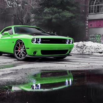 Lime Green Dodge Challenger 392 HEMI - Photo by Vossen