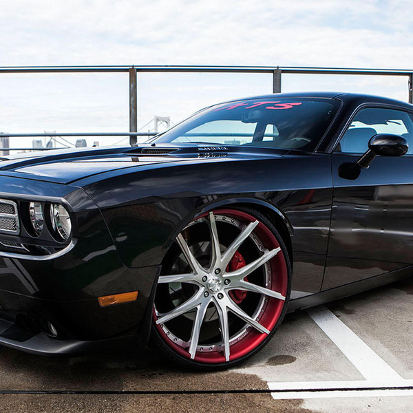Bagged Dodge Challenger SRT8 on Lexani Forged Custom Wheels - Photo by Lexani