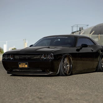 Dodge Challenger Slammed on Black F132 Rims - Photo by Avant Garde