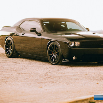 Lowered Challenger SRT 8 on Sydney Matte Black Wheels - Photo by XO Luxury
