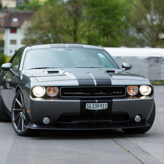 Custom Hood with Air Vents on Dodge Challenger - Photo by Vossen