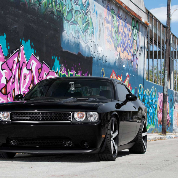 Custom Hood with Air Vents on Dodge Challenger - Photo by Vossen