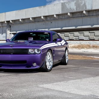 Custom Purple Dodge Challenger with White Stripes - Photo by Vossen