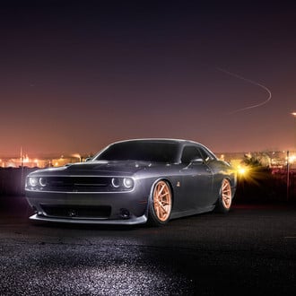Custom Gray Stanced Dodge Challenger - Photo by Avant Garde Wheels