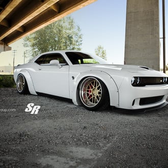 Slammed Hellcat With Liberty Walk Overfenders - Photo by SR Auto Group