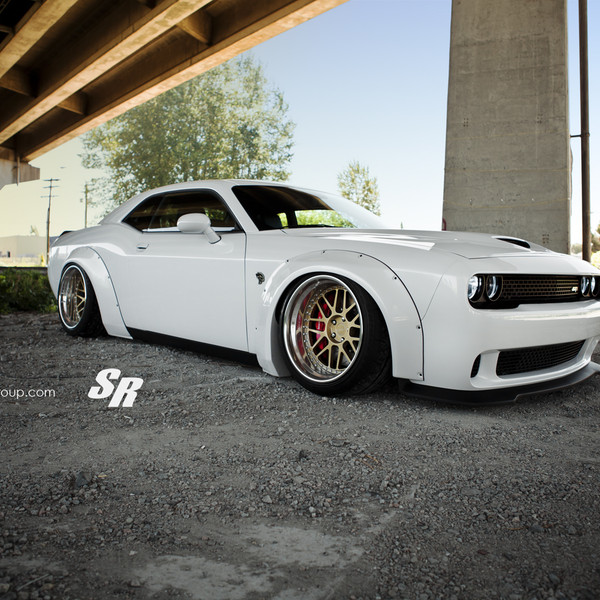 Slammed Hellcat With Liberty Walk Overfenders - Photo by SR Auto Group