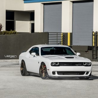 Slammed White Dodge Challenger Fitted With Rose Gold Avant Garde Wheels 