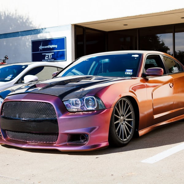 Purple Stanced Charger with SMD Halos on Air Suspension - Photo by Kerry Guevara
