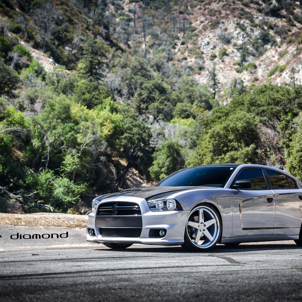 BD-21 Custom Wheels on a Stanced Charger - Photo by Black Diamond