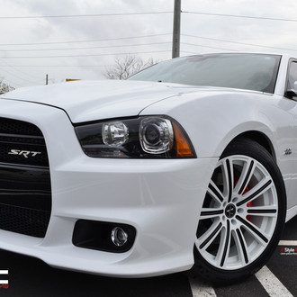 Blacked Out Grille on White Dodge Charger SRT - Photo by Vellano