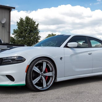 White Dodge Charger SRT with Aftermarket Front Bumper - Photo by Forgiato
