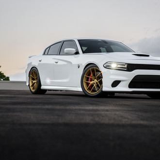 Gold Matter: White Dodge Charger on Custom Rims