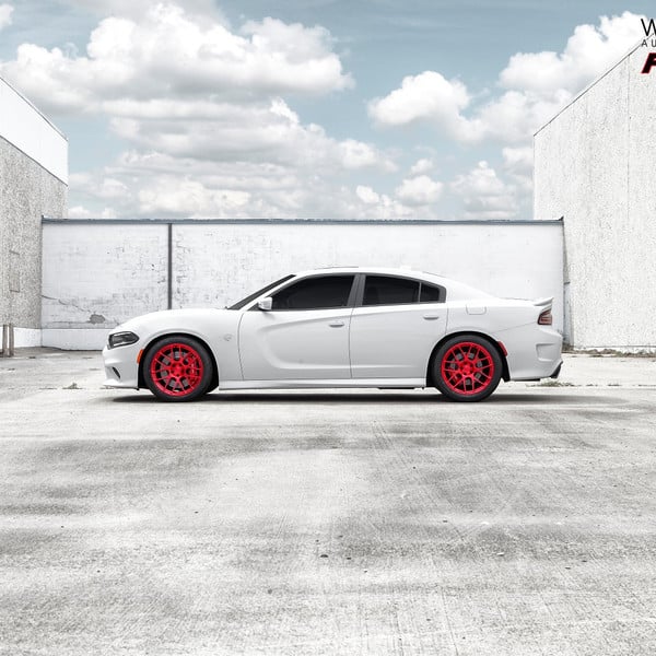 White Dodge Charger with Aftermarket Side Skirts - Photo by Forgeline Motorsports
