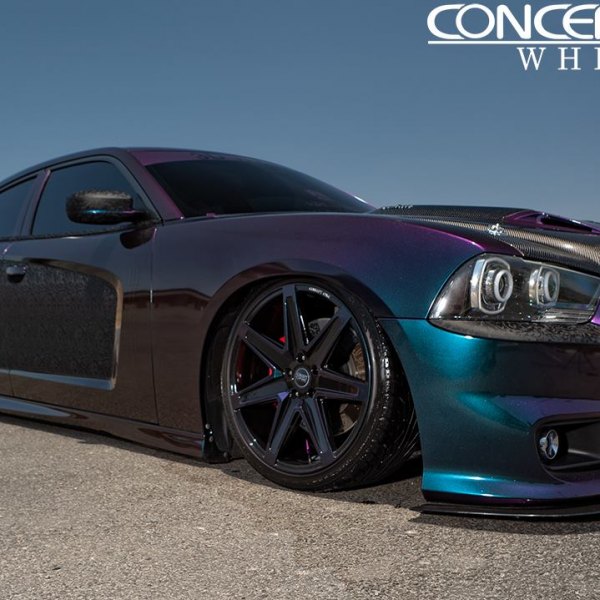 Chameleon Dodge Charger with Custom Front Bumper Spoiler - Photo by Concept One Wheels