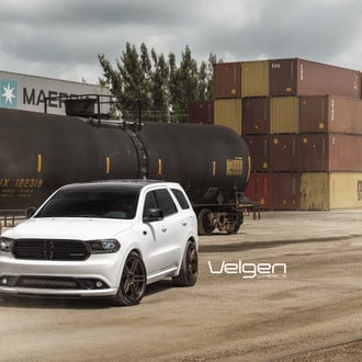 White Dodge Durango with Blacked Out Mesh Grille - Photo by Velgen