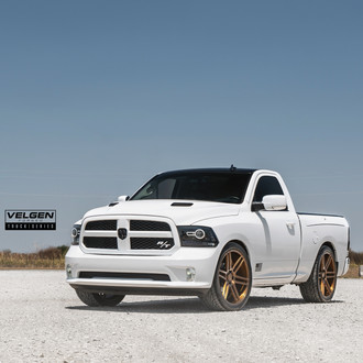 Blacked Out Mesh Grille on White Dodge Ram - Photo by Velgen