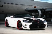 Cool Exterior Add-Ons and Black Stripes Emphasizing the Racy Natur of White Convertible Dodge Viper