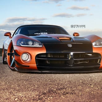 Orange Dodge Viper with Carbon Fiber Front Lip - Photo by Strasse Forged