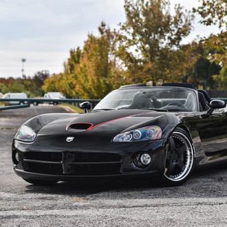Custom Hood on Black Convertible Dodge Viper - Photo by Avant Garde Wheels