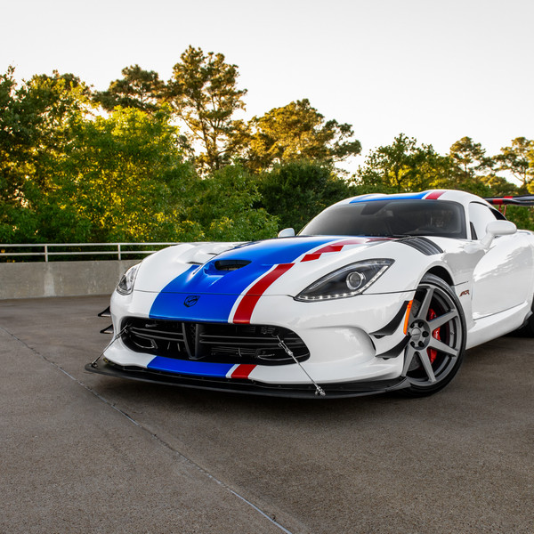 White Dodge Viper with Custom Front Lip - Photo by Forgeline Motorsports