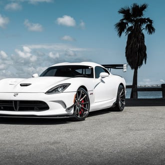 White Dodge Viper with Dark Smoke Headlights - Photo by Vossen