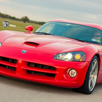 Red Dodge Viper with Custom Vented Hood - Photo by ADV.1