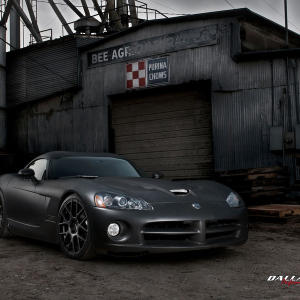 Matte Black Dodge Viper with Custom Vented Hood - Photo by ADV.1