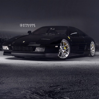 Custom Front Bumper on Black Ferrari 348 - Photo by Strasse Forged