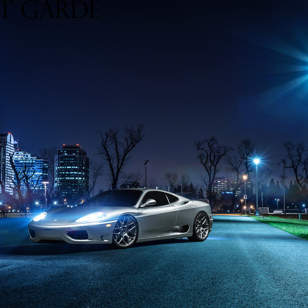 Aftermarket LED Headlights on Silver Ferrari 360 - Photo by Avant Garde Wheels