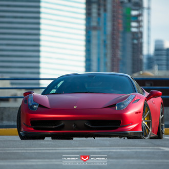 Red Ferrari 458 with Carbon Fiber Canards - Photo by Vossen