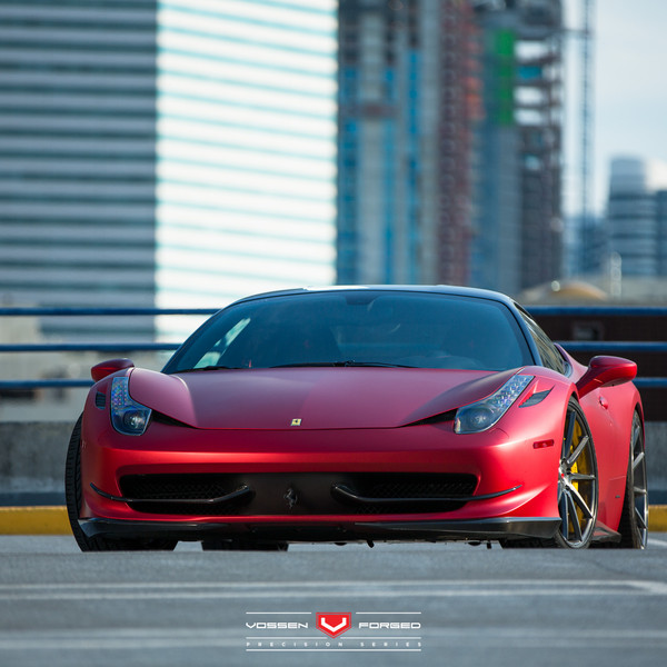 Red Ferrari 458 with Carbon Fiber Canards - Photo by Vossen