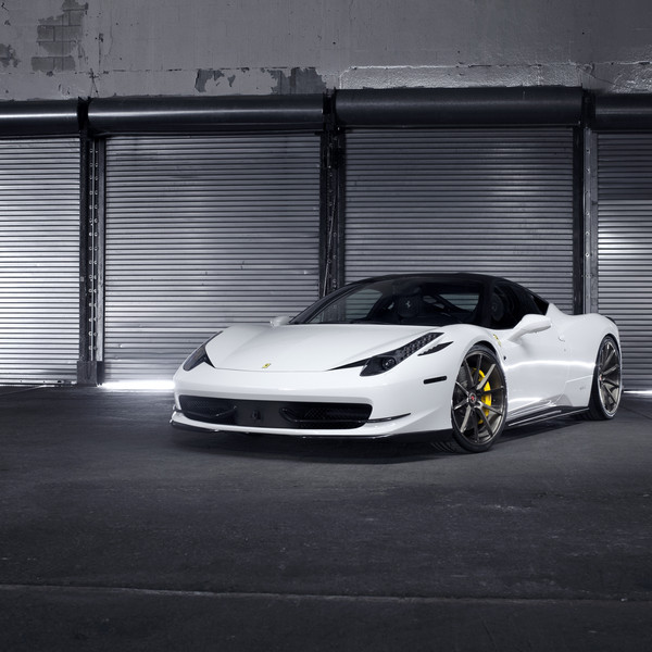 White Ferrari 458 with Aftermarket Canards - Photo by Vossen