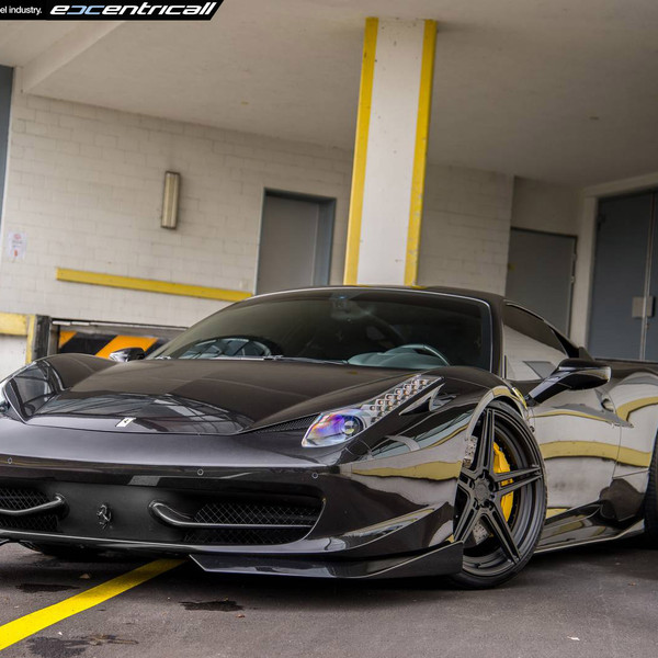 Black Ferrari 458 with Custom Front Bumper Lips - Photo by ADV.1