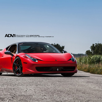 Red Ferrari 458 with Custom Front Lip - Photo by ADV.1