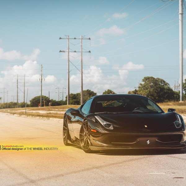 Black Ferrari 458 with Aftermarket Front Lip - Photo by ADV.1