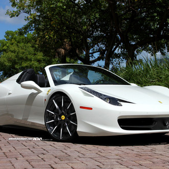 Dark Smoke Headlights on White Convertible Ferrari 458 - Photo by ADV.1